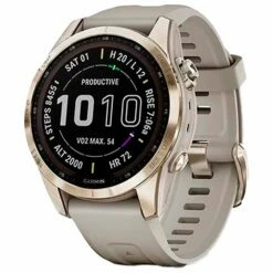 Montres GPS Garmin Fenix 7S Sapphire Solar Edition Cream Light Gold Titan